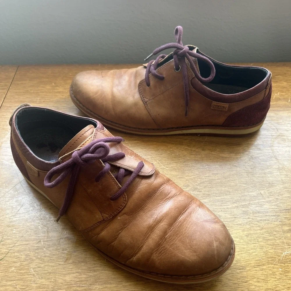 Pikolinos Dress Shoes‎ Mens 9.5-10 43 Brown Leather Casual Oxfords Lace-Up Derby